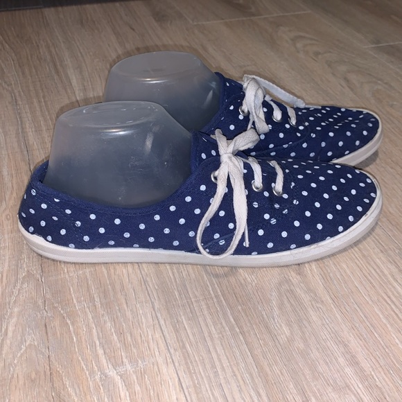 Navy blue with white polka dots casual Canvas shoes - Picture 4 of 9